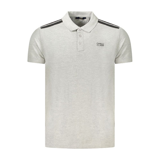 Cavalli Class Gray Cotton Polo Shirt CA-38695-M
