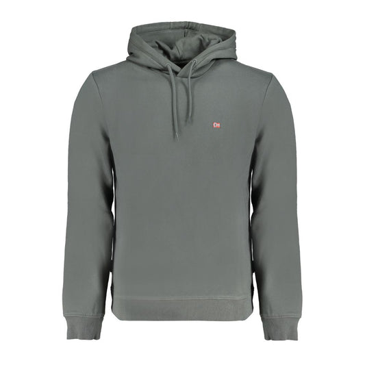 Napapijri Green Cotton Men Sweater with signature embroidery, perfect for casual style with a contemporary twist and sustainable comfort.