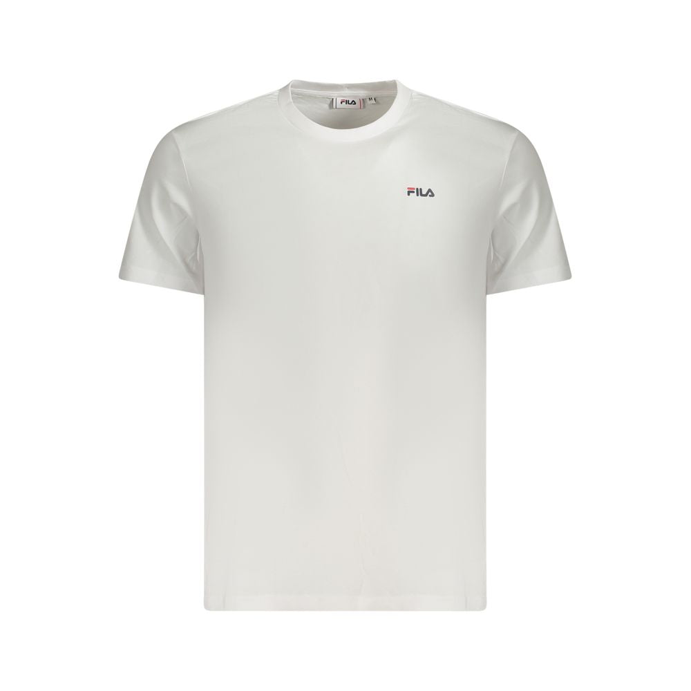 Fila White Cotton Men T-Shirt with iconic FILA logo, crafted from 100% organic cotton for style and comfort.