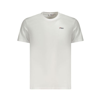 Fila White Cotton Men T-Shirt with iconic FILA logo, crafted from 100% organic cotton for style and comfort.