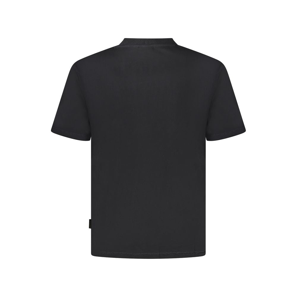 Back view of Napapijri Black Cotton Men T-Shirt showcasing short sleeves and crew neck design.