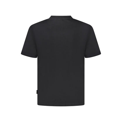 Back view of Napapijri Black Cotton Men T-Shirt showcasing short sleeves and crew neck design.