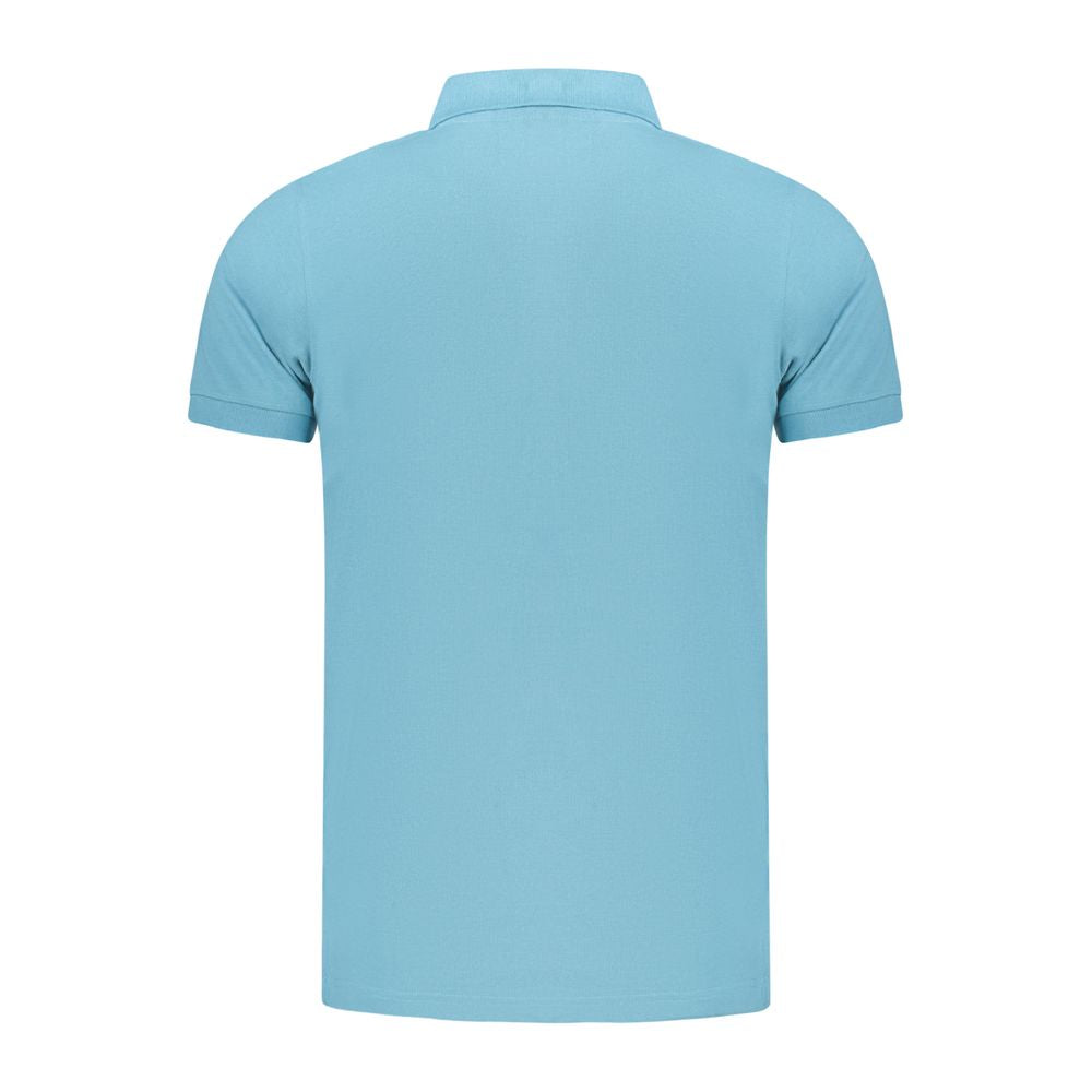 Norway 1963 Light Blue Cotton Men Polo Shirt back view showcasing classic short sleeve design and serene Scandinavian color.