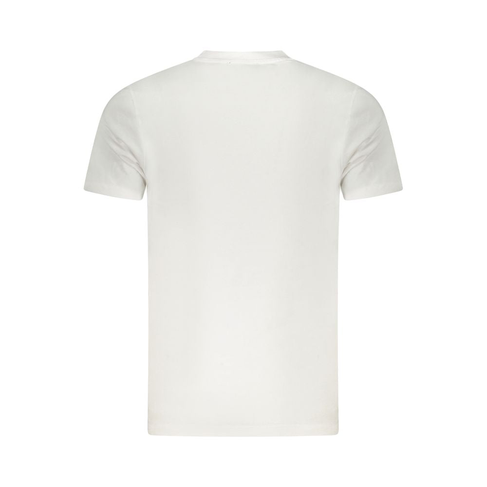 Back view of the Cavalli Class White Cotton Men's T-Shirt showcasing short sleeves and crew neck design.