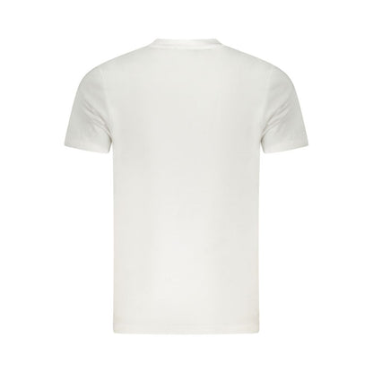 Back view of the Cavalli Class White Cotton Men's T-Shirt showcasing short sleeves and crew neck design.