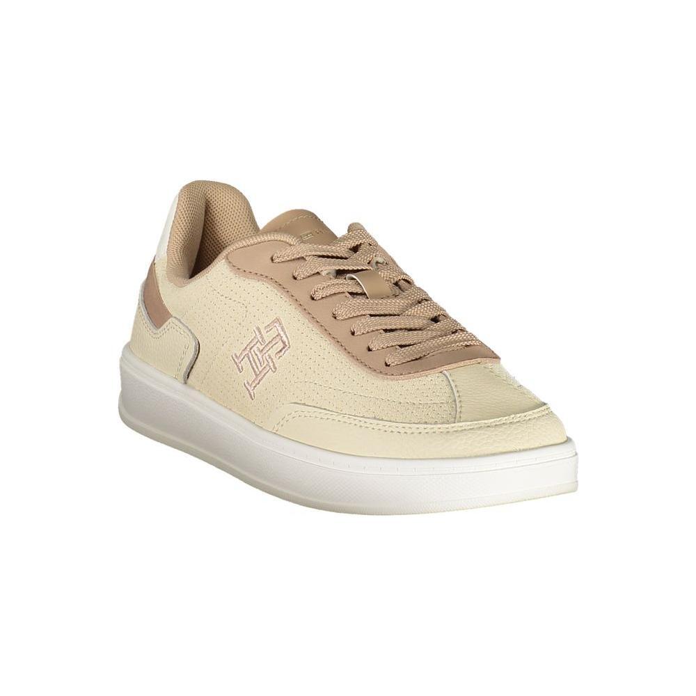 Tommy Hilfiger Beige Leather Women Sneaker