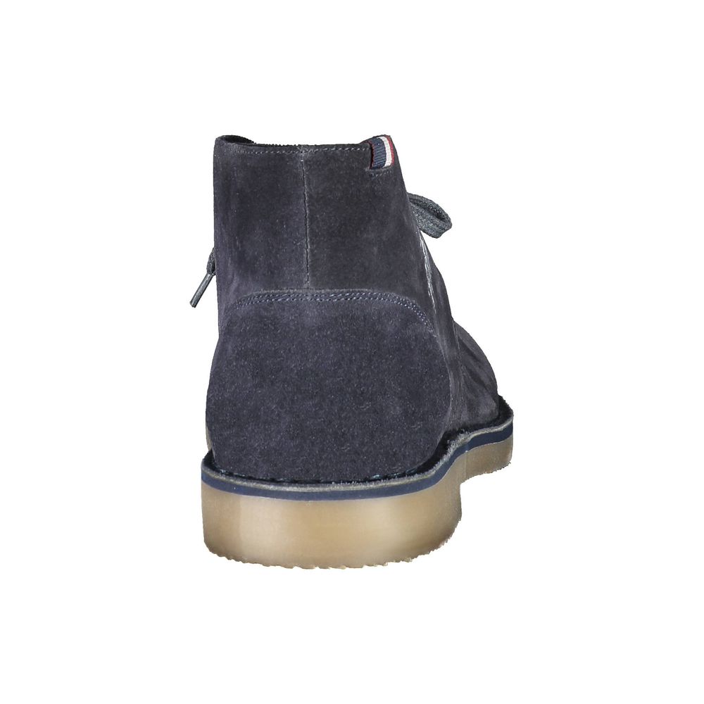 Rear view of U.S. POLO ASSN. Blue Leather Mens Ankle Boot, showcasing the robust design and high-quality construction.