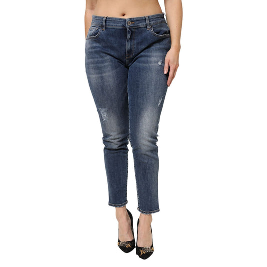Dolce & Gabbana Blue Washed Cotton Low Waist Denim Jeans