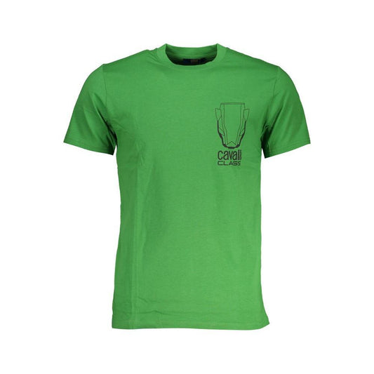 Cavalli Class Green Cotton T-Shirt CA-28633-L