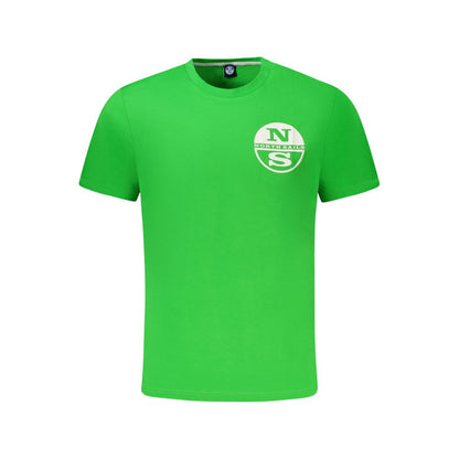 North Sails Green Cotton Men T-Shirt featuring bold logo and crew neck design