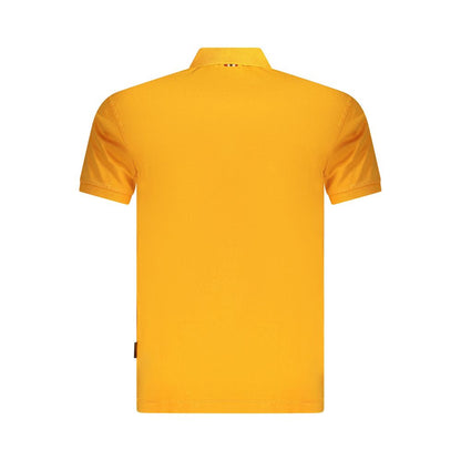 Back view of Napapijri Orange Cotton Men Polo Shirt, showcasing vibrant color and short sleeves.
