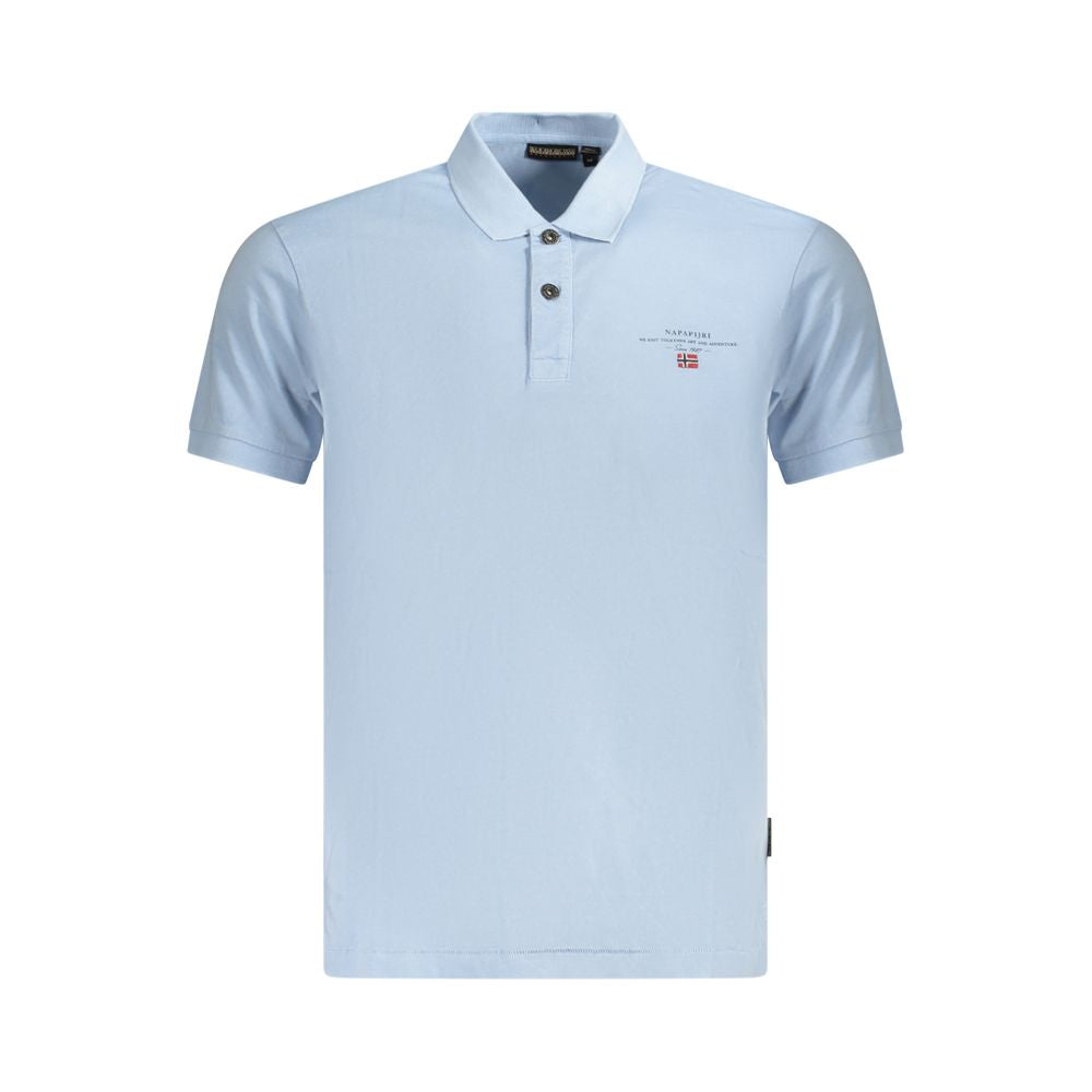 Napapijri Light Blue Cotton Men Polo Shirt NA-35694-M