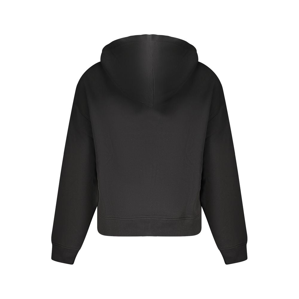 Back view of Tommy Hilfiger Black Cotton Women Sweater with hood and long sleeves