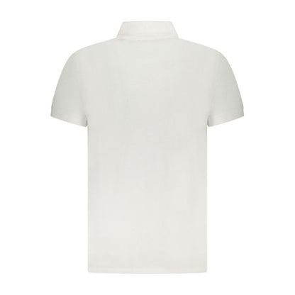 Back view of Cavalli Class White Cotton Men Polo Shirt showcasing premium cotton fabric.