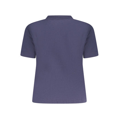 Back view of Calvin Klein Blue Cotton Women T-Shirt showcasing short sleeves and crew neck design.
