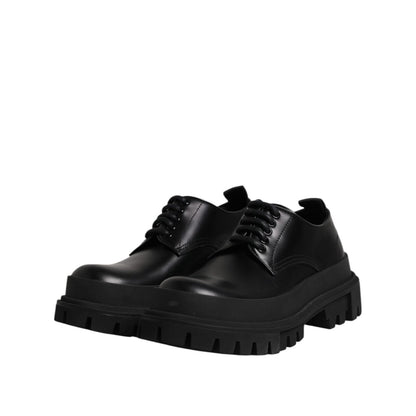 Dolce & Gabbana Black Leather Lace Up Derby Men Dress Shoes