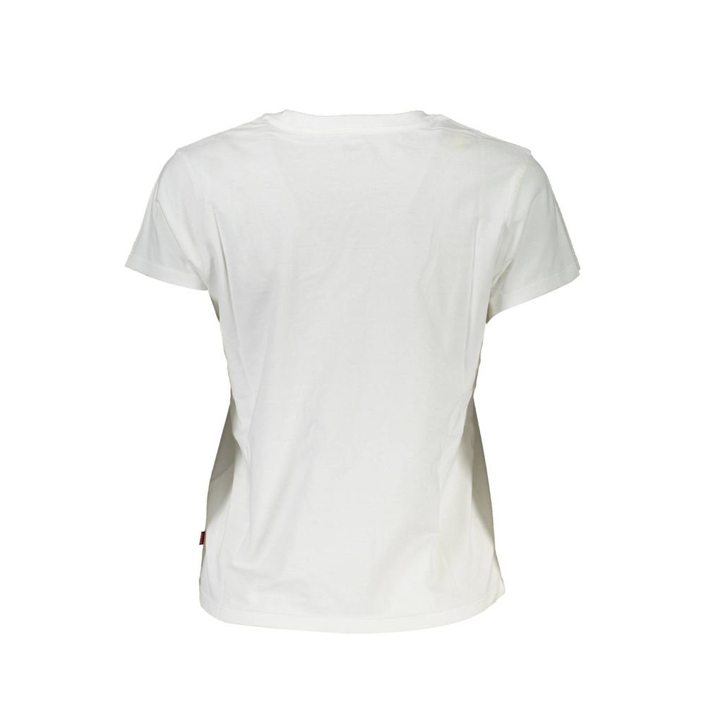 Back view of Levi's White Cotton Women T-Shirt showcasing classic style and comfort.