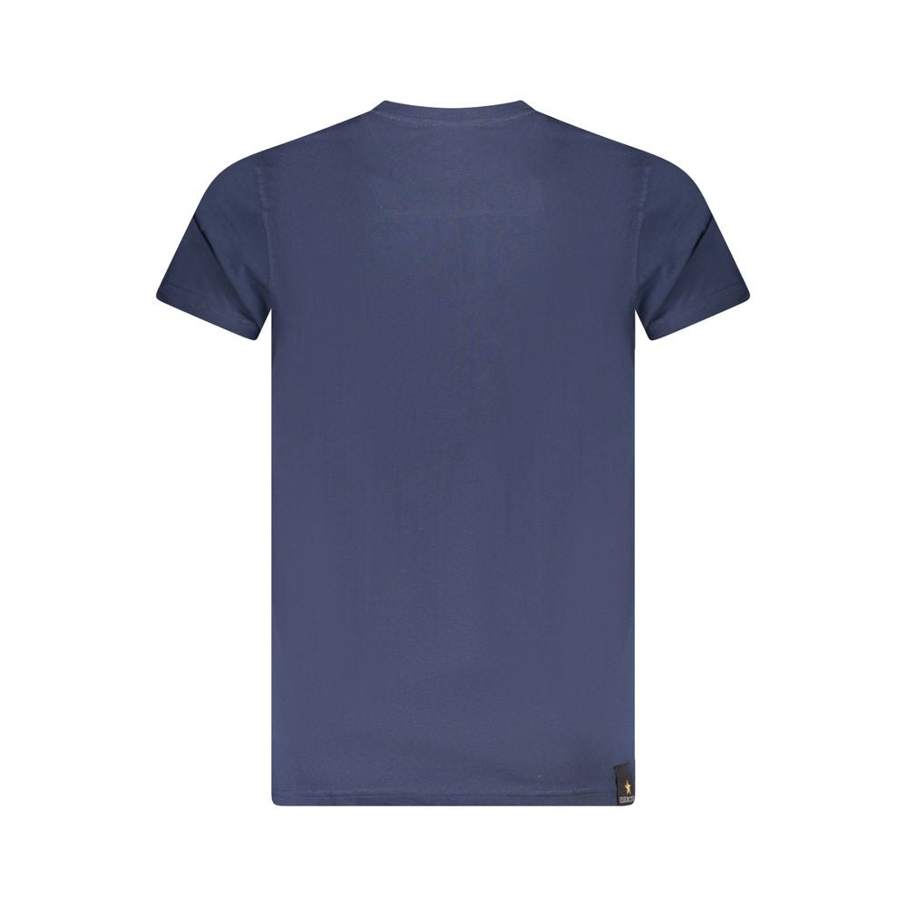 Accademia Militare Blue Cotton T-Shirt featuring short sleeves and a crew neck design.