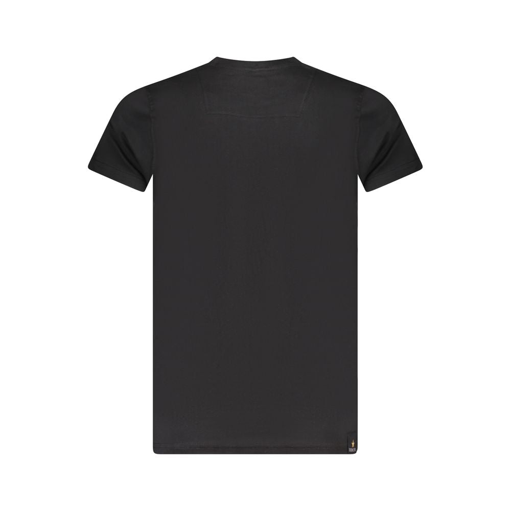 Back view of Accademia Militare Black Cotton T-Shirt with short sleeves and crew neck design.
