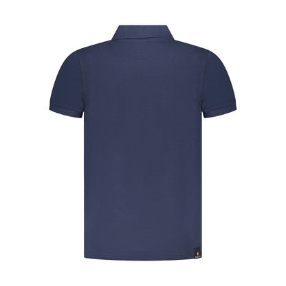 Accademia Militare Blue Cotton Polo Shirt, short sleeve, back view, features logo and 3 buttons, premium casual clothing.