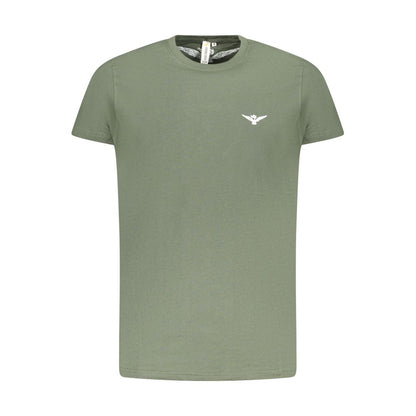 Accademia Militare Green Cotton T-Shirt - Short sleeve crew neck with eagle print and logo.