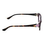 Side view of Guess Brown Women Glasses Frame, cat eye style with tortoiseshell pattern and full-rim plastic frame.
