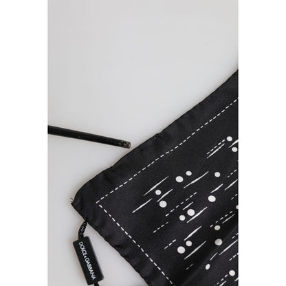 Dolce & Gabbana Black White Printed Square Men Foulard Scarf