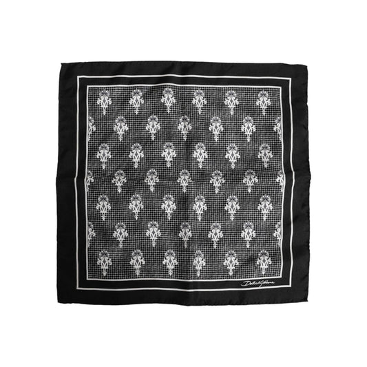 Dolce & Gabbana Black White Printed Square Foulard Scarf