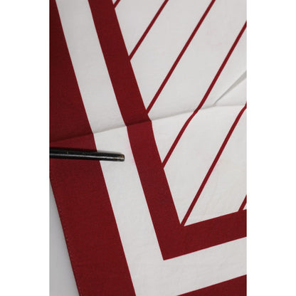 Dolce & Gabbana White Red DG Logo Square Men Foulard Scarf