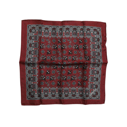 Dolce & Gabbana Maroon Monkey Print Silk Square Foulard Scarf