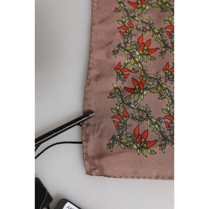 Dolce & Gabbana Brown Chili Print Silk Square Foulard Scarf