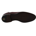 Dolce & Gabbana Red Bordeaux Leather Derby Formal Shoes
