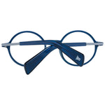 Yohji Yamamoto Blue Unisex Glasses Frame with acetate full-rim, round style, and demo lenses.