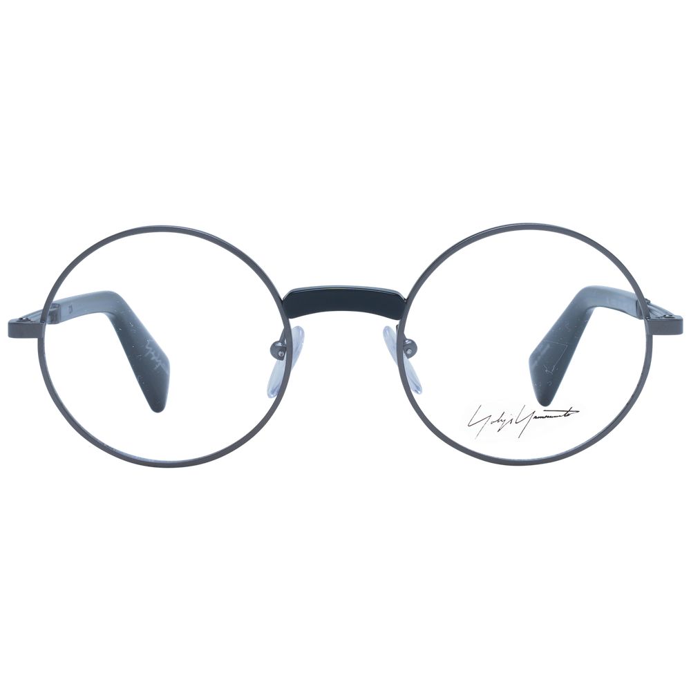 Yohji Yamamoto Gray Unisex Glasses Frame, full-rim panto style with grey monel material for a trendy look.