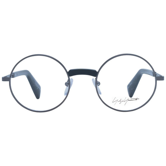 Yohji Yamamoto Gray Unisex Glasses Frame, full-rim panto style with grey monel material for a trendy look.