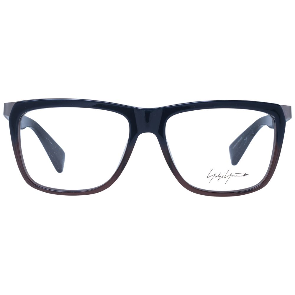 Yohji Yamamoto Blue Unisex Glasses Frame with blue acetate full-rim, square style 55-16-140, demo lenses, includes branded soft case.