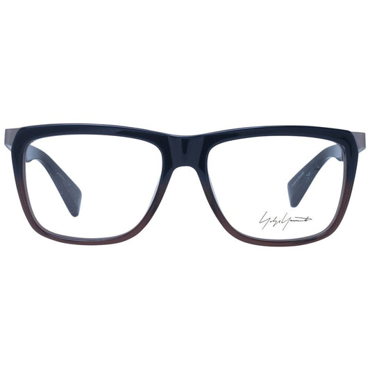 Yohji Yamamoto Blue Unisex Glasses Frame with blue acetate full-rim, square style 55-16-140, demo lenses, includes branded soft case.