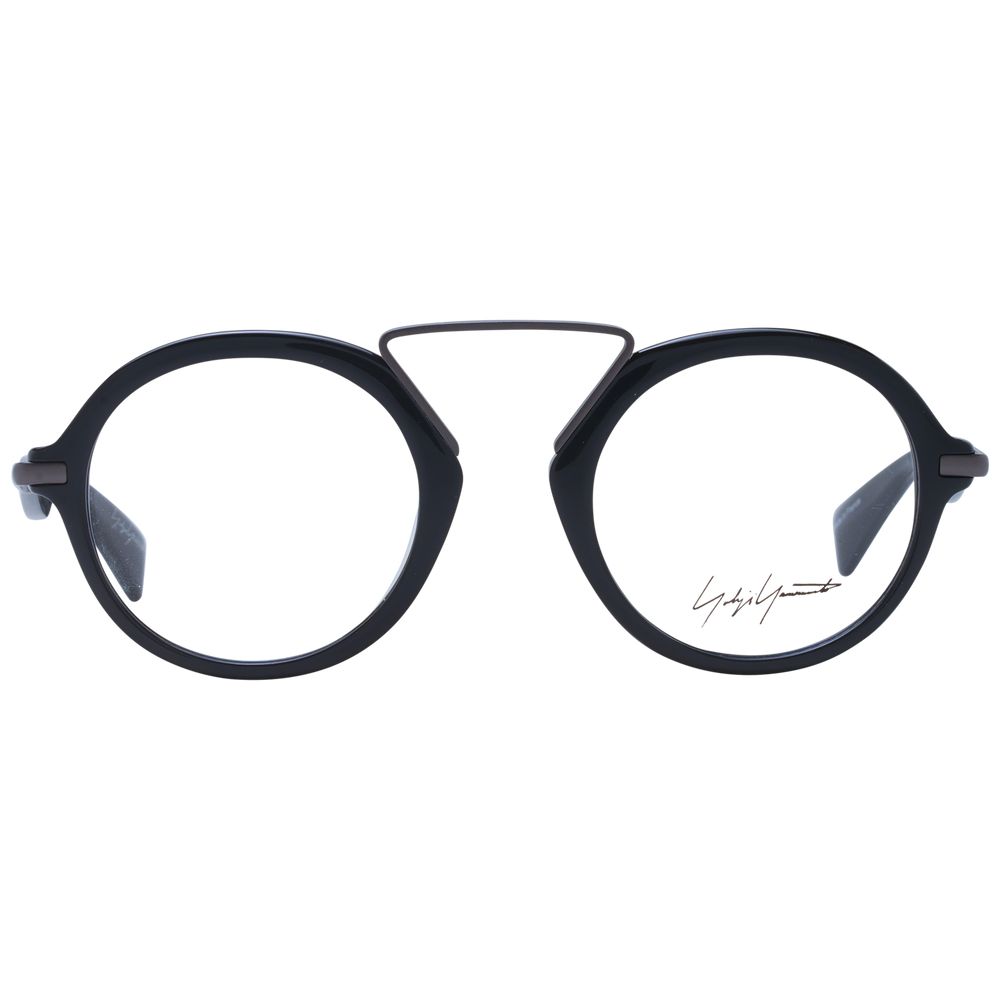 Yohji Yamamoto Gray Unisex Glasses Frame, full-rim acetate in grey, round style with demo plastic lenses, size 49-23-140.