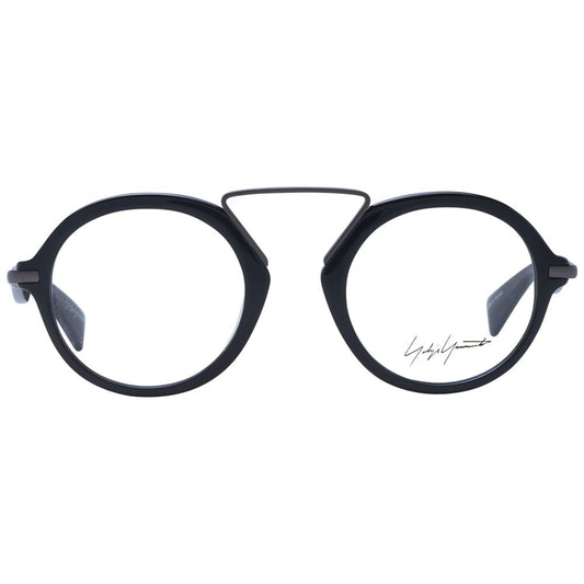 Yohji Yamamoto Gray Unisex Glasses Frame, full-rim acetate in grey, round style with demo plastic lenses, size 49-23-140.