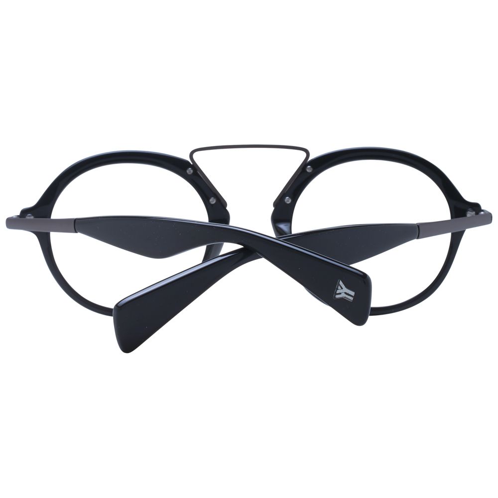 Yohji Yamamoto Gray Unisex Glasses Frame in full-rim acetate with round style, demo lenses, and branded soft case included.