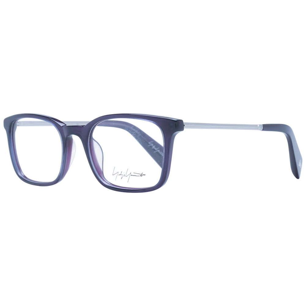 Yohji Yamamoto Purple Women Glasses Frame in acetate, full-rim rectangle style with demo lenses, size 51-19-140.