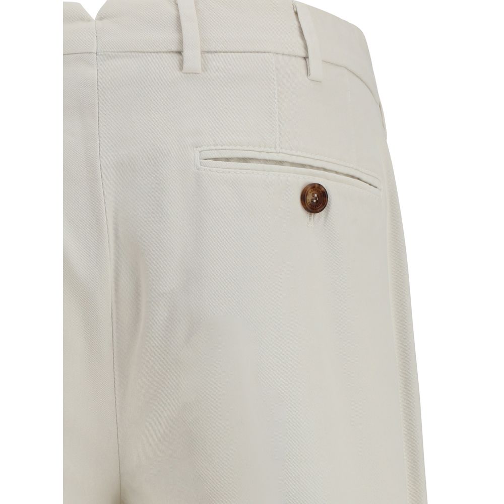 Brunello Cucinelli White Cotton Casual Pants