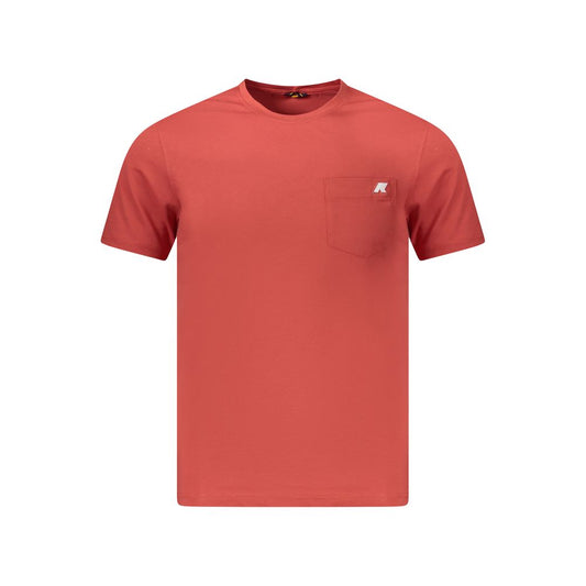 K-WAY Red Cotton Men T-Shirt with crew neck and pocket, featuring iconic logo for style and comfort.