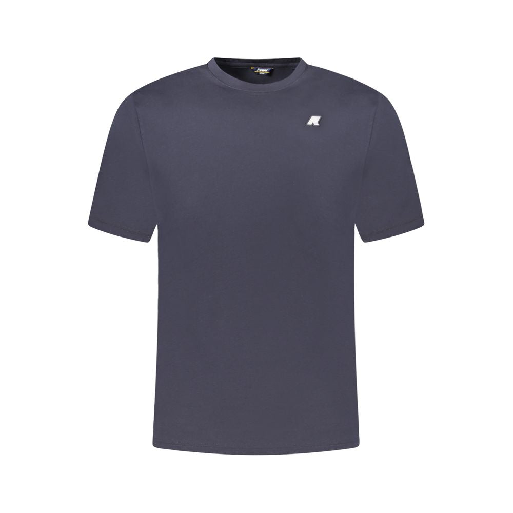 K-WAY Blue Cotton Men T-Shirt with crew neck and logo, ideal for casual wear.