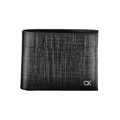 Calvin Klein Black Leather Wallet with RFID blocking, card spaces, and coin purse featuring logo and contrast details