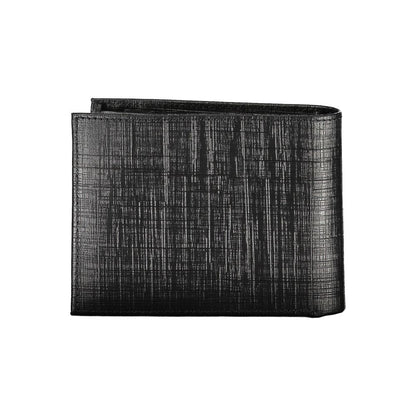 Calvin Klein Black Leather Wallet with RFID blocking, coin purse, 2 compartments, and contrast details.