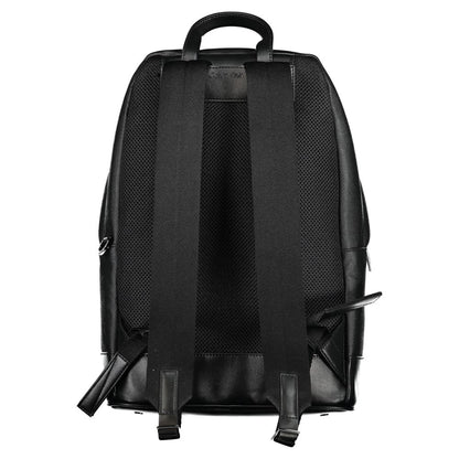 Back view of Calvin Klein Black Polyester Backpack with adjustable straps and external pocket
