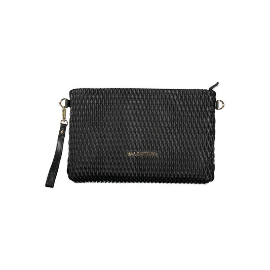 Mario Valentino Black Polyethylene Handbag with removable sleeve, adjustable strap, contrasting details, zip closure, and logo.