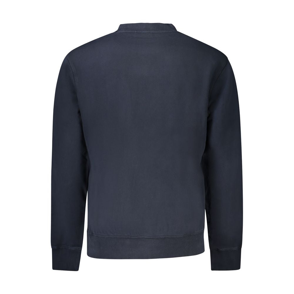 Hugo Boss Blue Cotton Men Sweater, back view showcasing comfortable and stylish design.