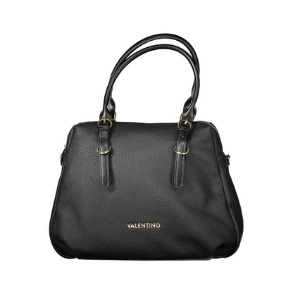 Mario Valentino Black Polyethylene Handbag with adjustable handles and strap, zip closure, and logo detail.